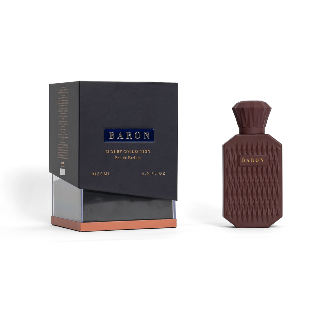 Sedra- Baron, 120ml, roter Flakon und schwarze Umverpackung nebeneinander.